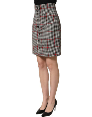 Gray Checkered High Waist A-line Mini Skirt