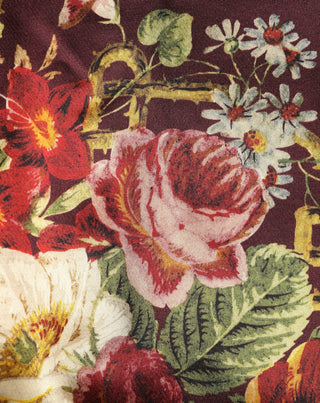 Burgundy Floral HighWaist A-line Mini Skirt