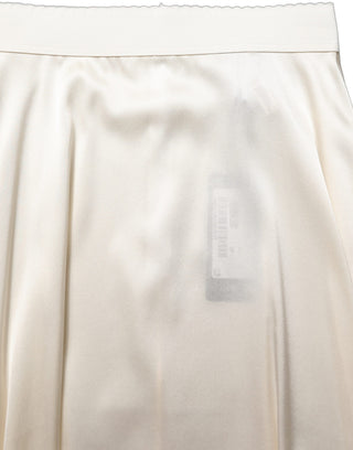 Off White Lace Trimmed Satin High Waist Skirt