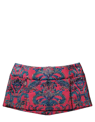 Multicolor Floral Jacquard MidWaist Mini Skirt