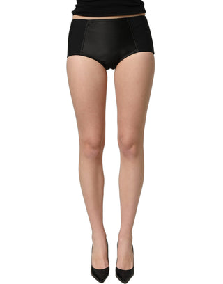 Black Low Waist Satin Culotte Hotpants Shorts