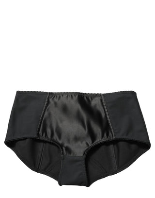 Shorts hotpants culotte de satén negro de cintura baja