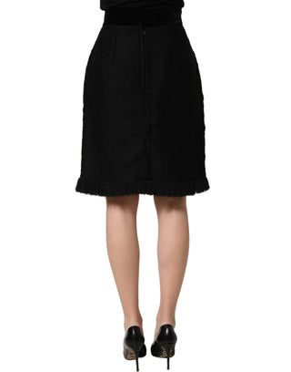 Black High Waist Pencil Cut Knee Length Skirt