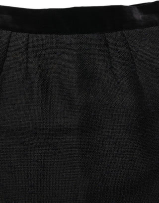 Black High Waist Pencil Cut Knee Length Skirt