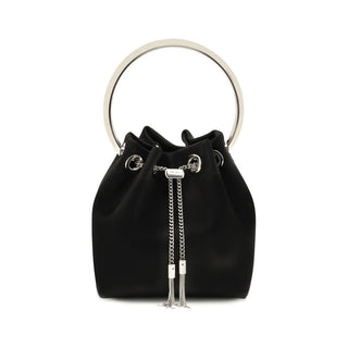 Bolso de mano de seda negro