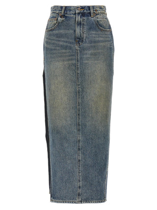 Blue Cotton Mini Skirt