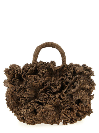 Bolso de mano de rafia marrón