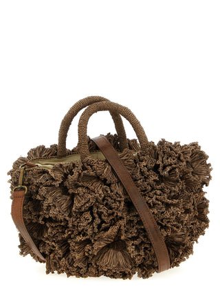 Bolso de mano de rafia marrón