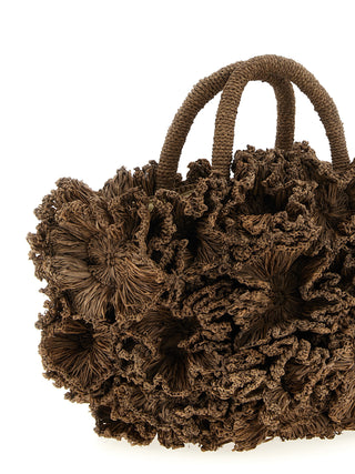 Bolso de mano de rafia marrón