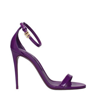 Purple Leather Stiletto Heel Sandals