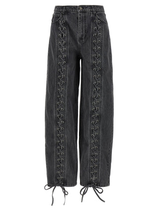 Black Cotton Straight-Leg Jeans