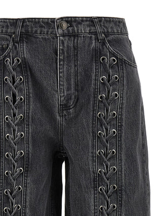 Black Cotton Straight-Leg Jeans