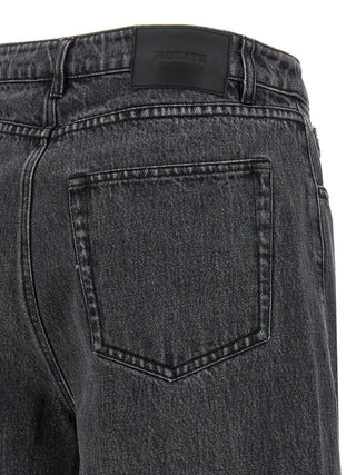 Black Cotton Straight-Leg Jeans