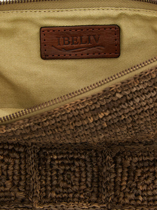 Brown Raffia Clutch Bag