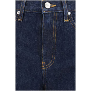 Jeans acampanados azules de algodón