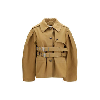 Beige Cotton Full-Length Jacket