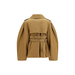 Beige Cotton Full-Length Jacket
