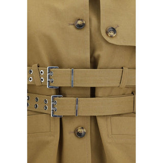 Beige Cotton Full-Length Jacket