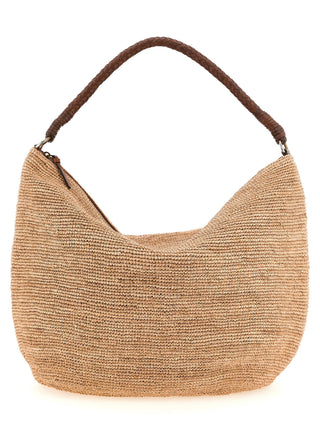 Beige Raffia Shoulder Bag