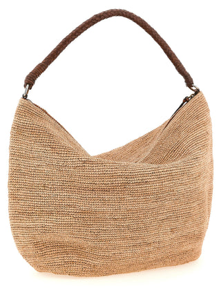 Beige Raffia Shoulder Bag