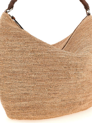 Beige Raffia Shoulder Bag