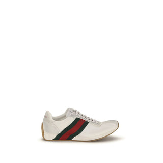 White Polyester Athletic Sneakers