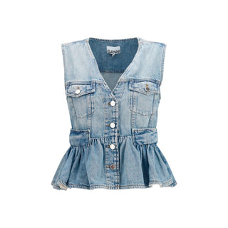 Chaqueta azul de mezclilla de algodón