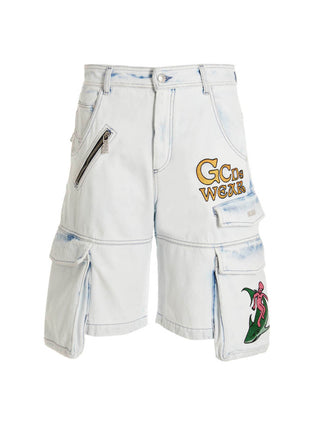 Blue Cotton Bermuda Shorts