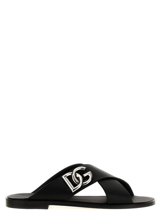 Black Calfskin Slides