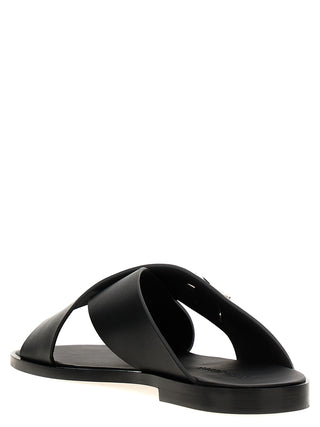 Black Calfskin Slides