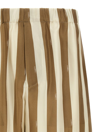 Beige Silk Bermuda Shorts