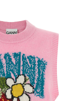Suéter sin mangas de lana multicolor