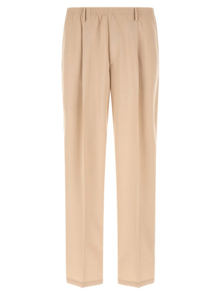 Beige Polyester Casual Pants