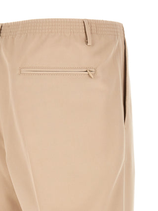Beige Polyester Casual Pants