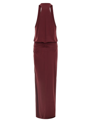 Bordeaux Polyester Long Dress