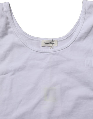 White Cotton Round Neck Sleeveless Tank Top