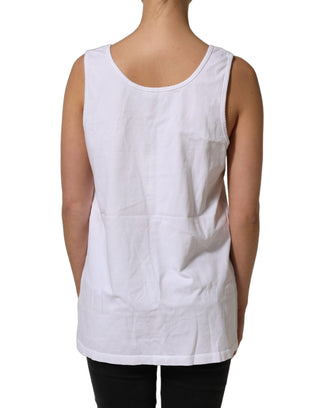 White Cotton Round Neck Sleeveless Tank Top