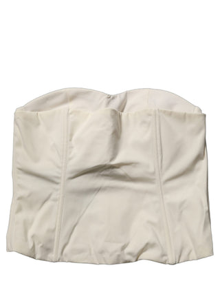 Off White Strapless Sweetheart Neck Top