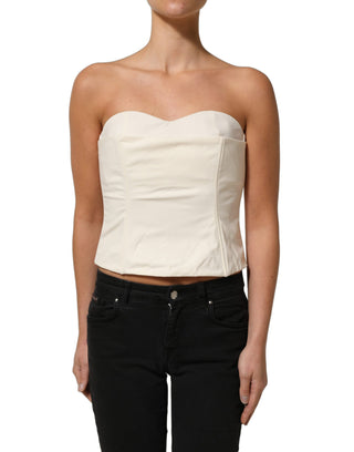 Off White Strapless Sweetheart Neck Top
