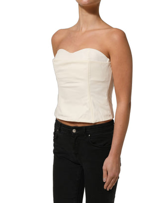 Off White Strapless Sweetheart Neck Top