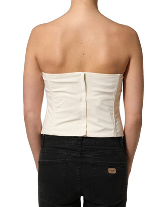 Off White Strapless Sweetheart Neck Top