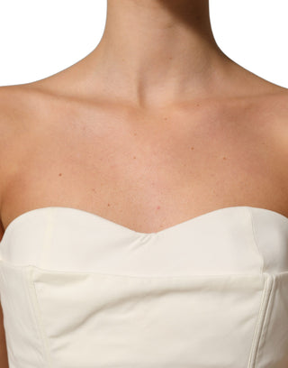 Off White Strapless Sweetheart Neck Top