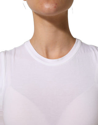 Blusa blanca sin mangas con cuello redondo