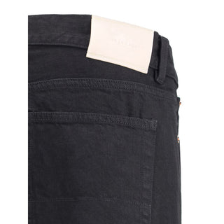Black Cotton Straight-Leg Jeans