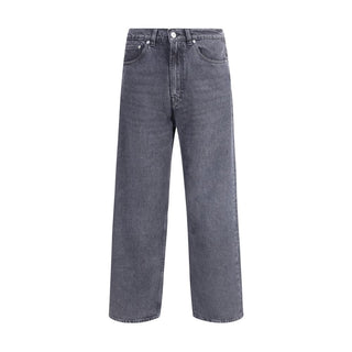 Jeans de algodón negro de corte relajado