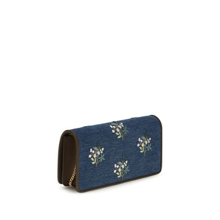 Bolso de hombro azul de algodón