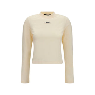 Beige Cotton Long Sleeve T-Shirt