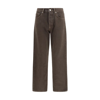 Brown Cotton Relaxed Fit Jeans