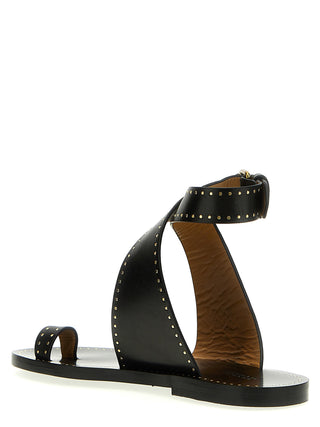 Black Calfskin Flat Sandals
