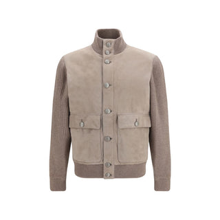 Beige Calf Leather Bos Taurus Full-Length Jacket